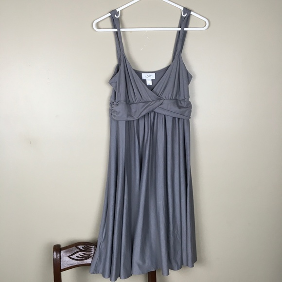ATL Ann Taylor Loft KNIT SUNDRESS GRAY HIGH WAIST - Picture 1 of 7